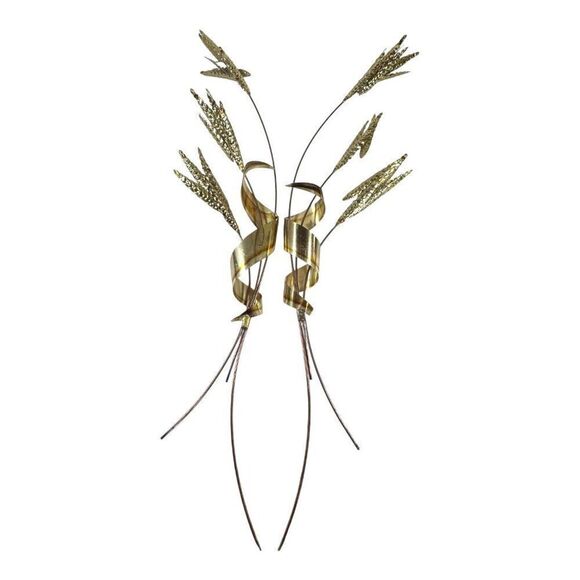 Vintage Homco Brass Wheat Wall Hanging Decoration Sculpture Set 2 MCM Retro - Picture 1 of 9